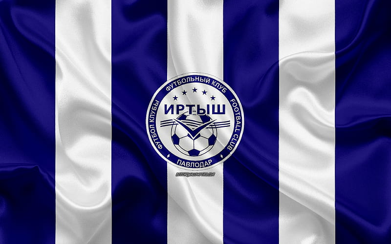 FC Irtysh Pavlodar Kazakh football club, blue white flag, silk flag, Kazakhstan Premier League, Pavlodar, Kazakhstan, football, HD wallpaper