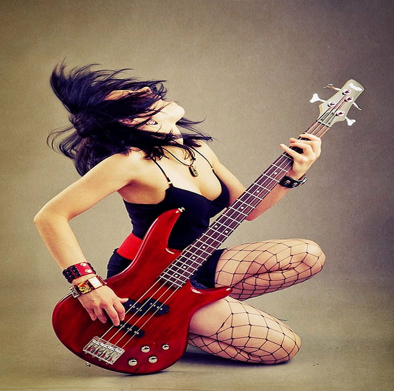 MUSIC PLAY.., female, rock, music, pop, woman, quitar, HD wallpaper