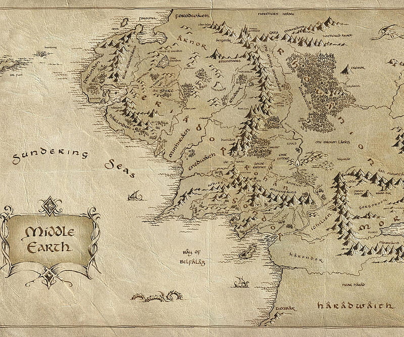 Middle Earth, hobbit, lotr, map, HD wallpaper