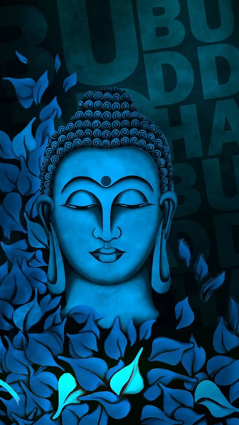 Buddh Bhagwan Ke, Blue Leaves, lord buddha, HD phone wallpaper