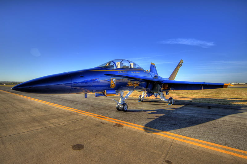 Blue-Angel, runway, plane, blue, air show, HD wallpaper