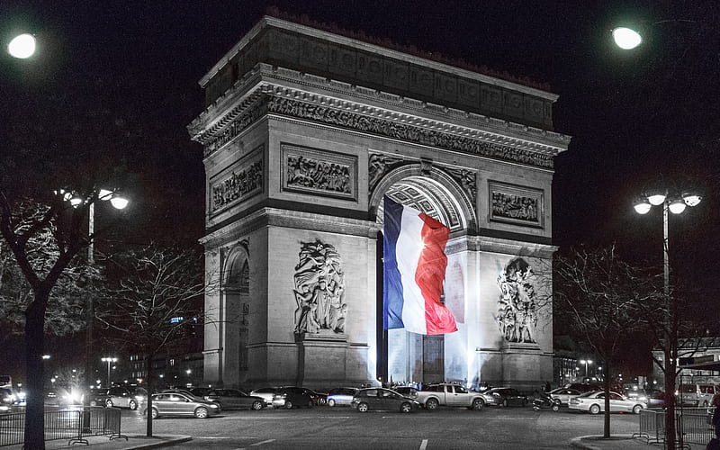 Arc de Triomphe, Paris, France, monument, night, sights of Paris, HD wallpaper