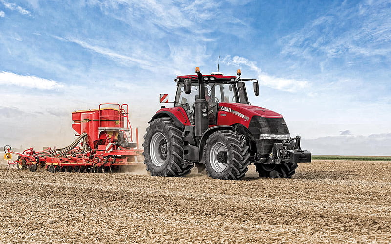 Case IH Magnum 380 CVT, sowing, tractor, sowing seeds, agricultural machines, modern tractors, Case, HD wallpaper
