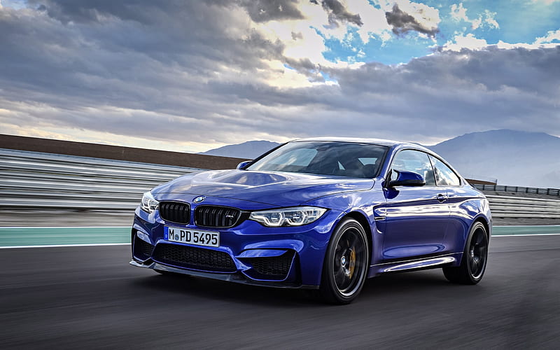 BMW M4 CS, 2018, Road, speed, blue M4, German cars, BMW, HD wallpaper
