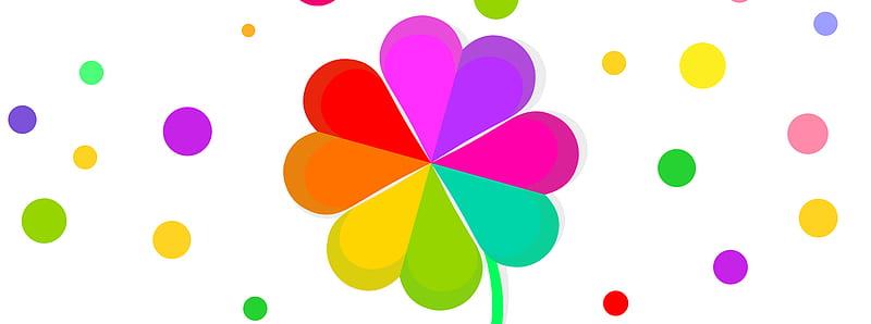 Cute Rainbow Four Leaf Clover Ultra, Holidays, Saint Patrick's Day, Creative, Vector, Colorful, Rainbow, Happy, desenho, Clover, Colourful, Holiday, Luck, Vivid, Celebration, lucky clover, march, Graphic, dots, Feast of Saint Patrick, St Patricks Day, four leaf clover, HD wallpaper