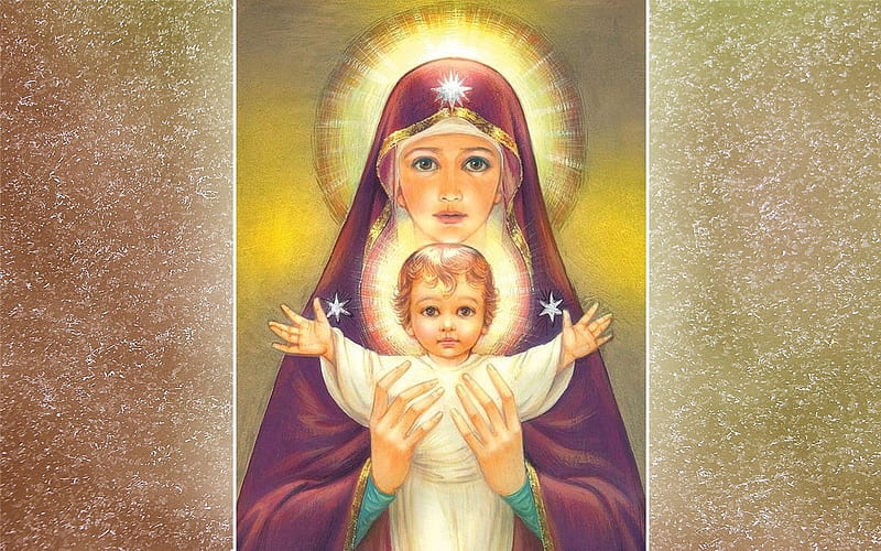 Mother Mary and Jesus, Baby, Virgin, Mother, Mary, Jesus, icon, HD wallpaper