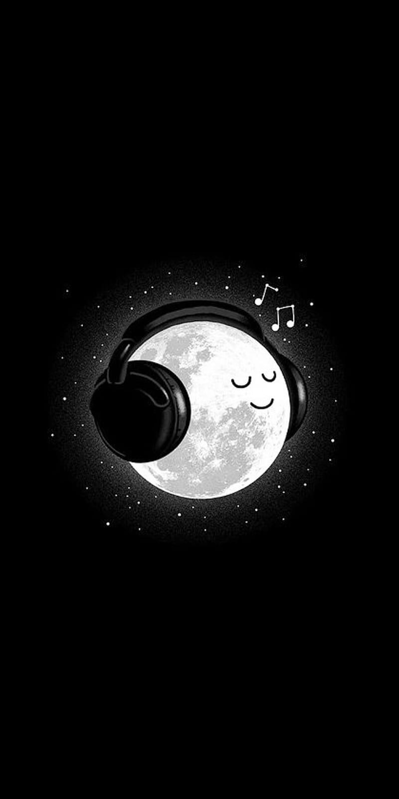 Moon, black, music, night, HD phone wallpaper | Peakpx