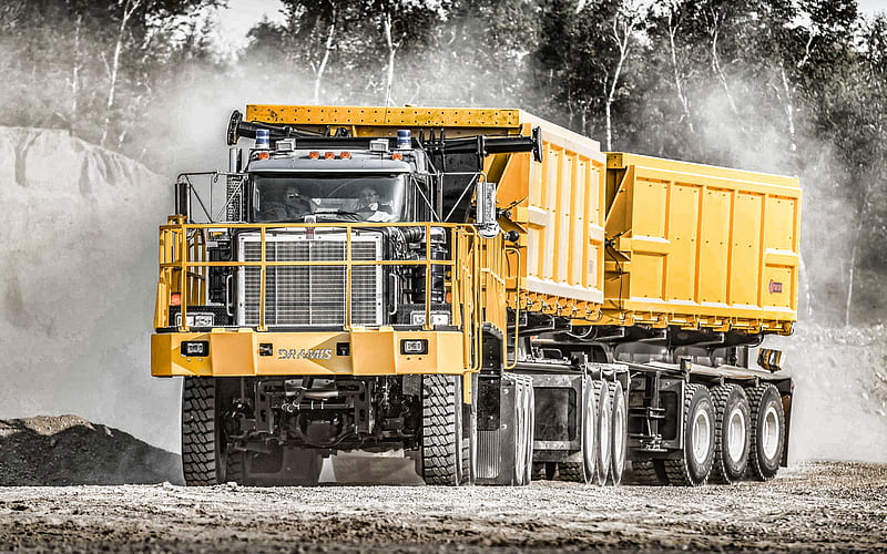 Dramis D150T, Kenworth C500, Mining truck, 10x10, mining truck, construction vehicles, large trucks, Kenworth, Dramis, HD wallpaper