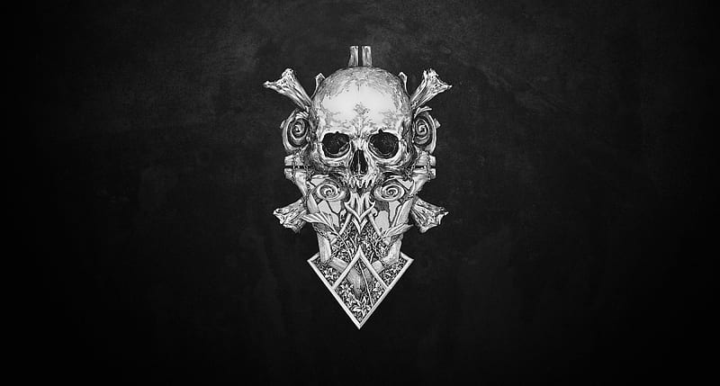 Skull Monochrome Dark Art, skull, monochrome, artist, artwork, digital-art, HD wallpaper