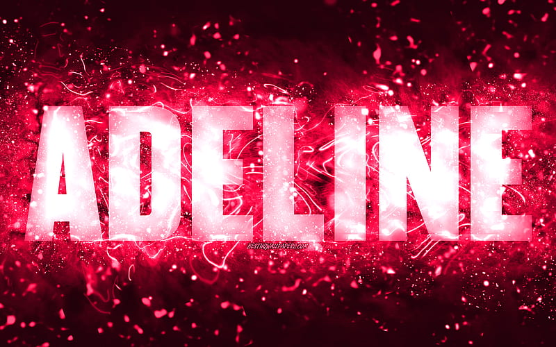 Happy Birtay Adeline pink neon lights, Adeline name, creative, Adeline Happy Birtay, Adeline Birtay, popular american female names, with Adeline name, Adeline, HD wallpaper