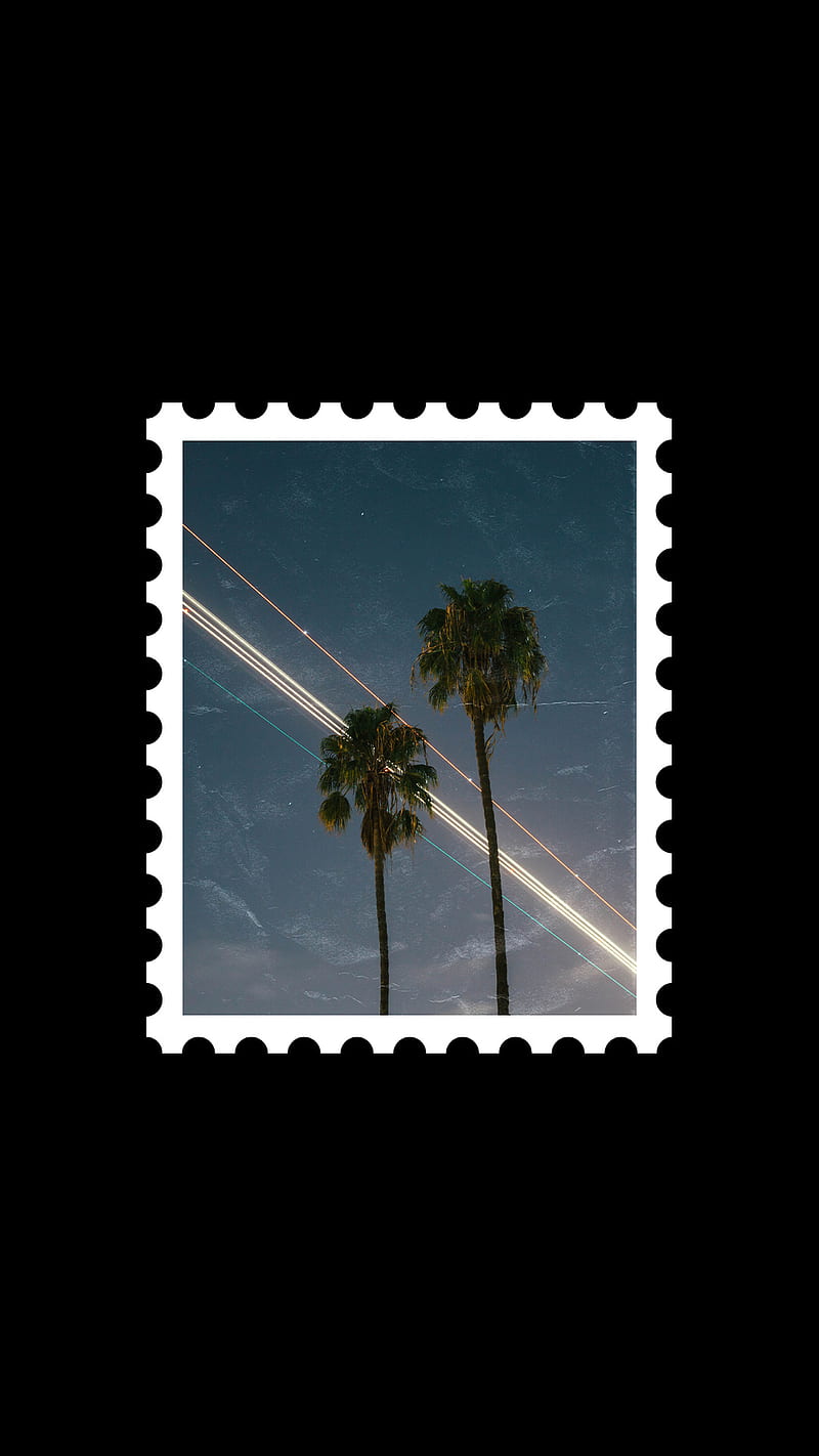 postcard stamp 6, aesthetic, beauty, palms, postcard stamp, sky, vintage, HD phone wallpaper