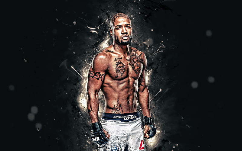 Bobby Green white neon lights, american fighters, MMA, UFC, Mixed martial arts, Bobby Green , UFC fighters, MMA fighters, Bobby Ray Green, HD wallpaper