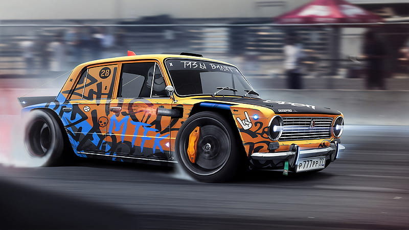 Amazing Drift Car Artwork In 1366x768 Resolution