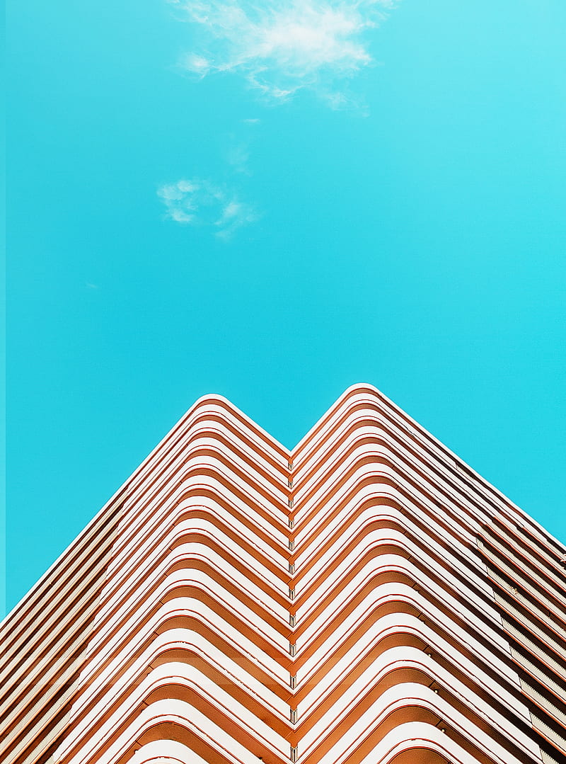 facade, architecture, sky, clouds, building, minimalism, HD phone wallpaper