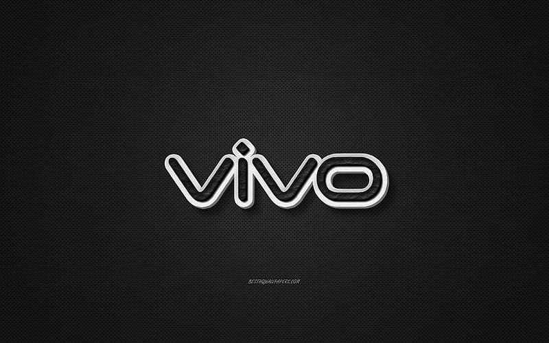 Vivo leather logo, black leather texture, emblem, Vivo, creative art, black background, Vivo logo, HD wallpaper