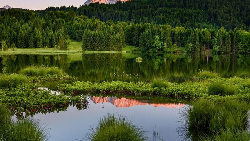 fabulous nature landscape, forests, reflection, lake, mountains, HD wallpaper