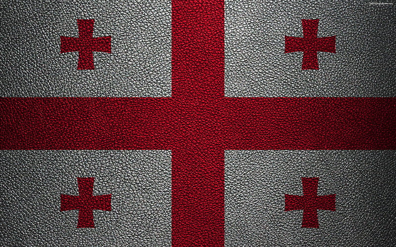 Flag of Georgia leather texture, Georgian flag, Asia, world flags, Georgia, HD wallpaper