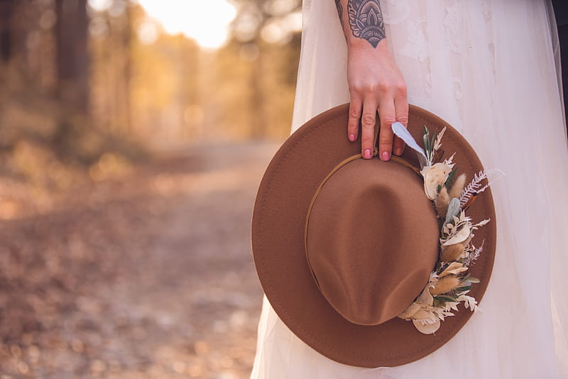 hat, flowers, hand, girl, style, HD wallpaper