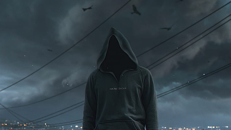 Anonymus Boy In Dark Night , anonymus, hoodie, artist, artwork, digital-art, HD wallpaper