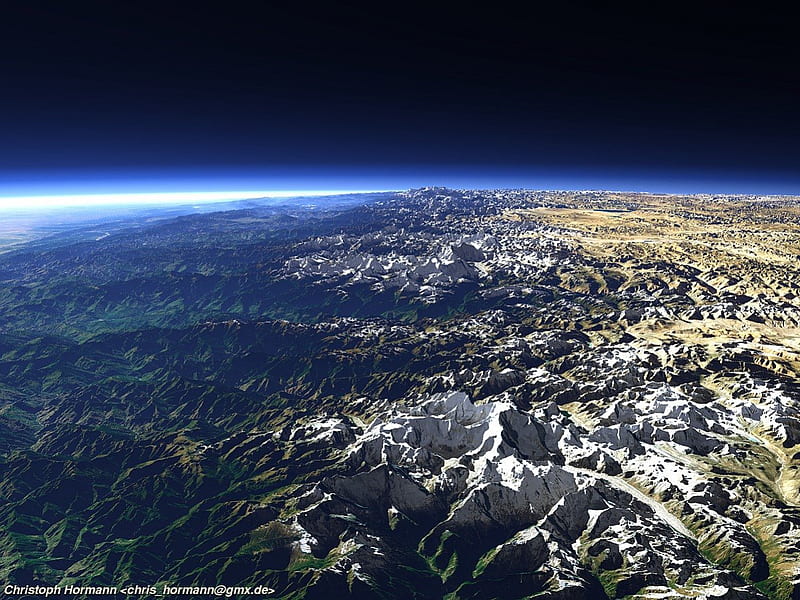 Views of the Earth, Himalaya, nepal, space, china, himalaya, earth, mountain range, HD wallpaper