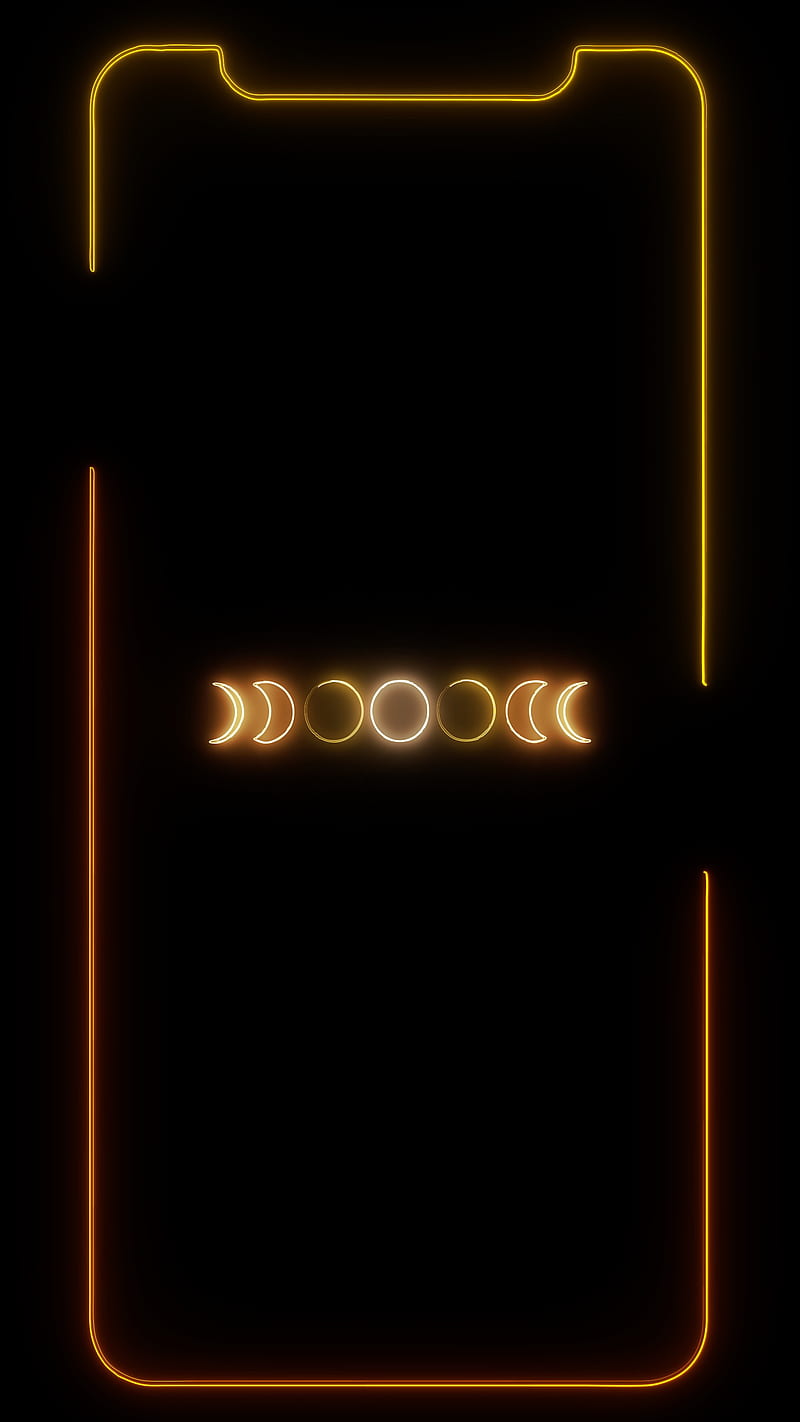 Moon Cycle , amoled, black background, glowing neon space, iframes frame frames glowing neon boarder line popular trending new iphone apple high quality live border notch, oled, HD phone wallpaper