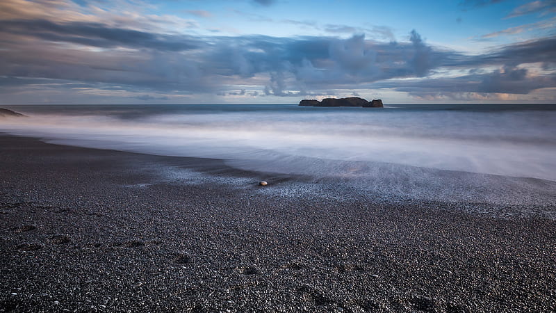 Black Stones Iceland, iceland, nature, sea, sky, HD wallpaper