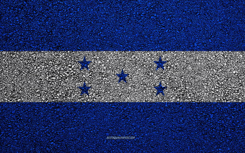 Flag of Honduras, asphalt texture, flag on asphalt, Honduras flag, North America, Honduras, flags of North America countries, HD wallpaper