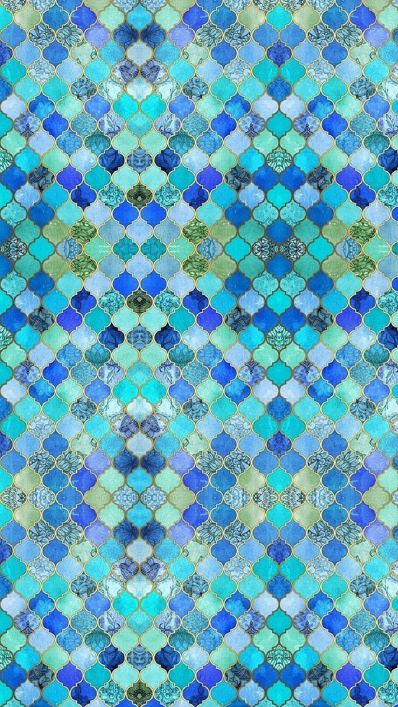 mosaic, abstract, background, blocks, blue, colorful, mermaid, patter, pool, summer, HD phone wallpaper