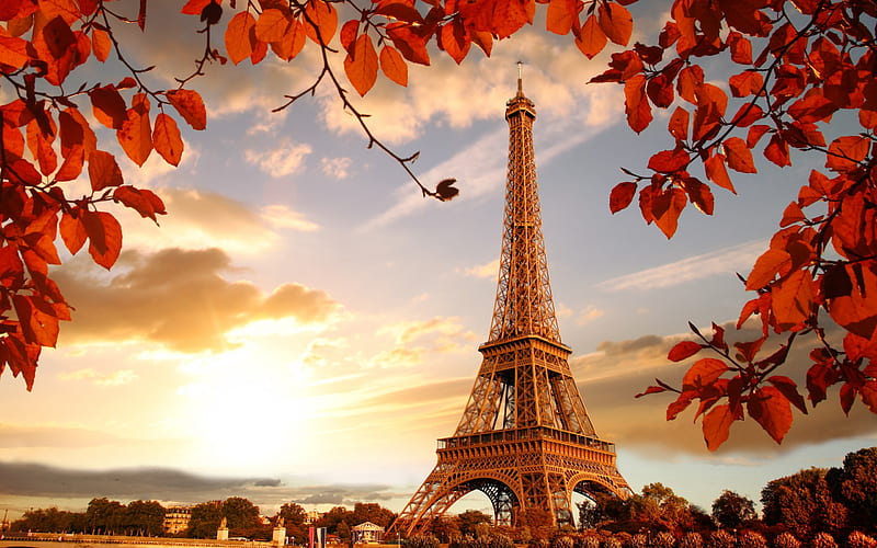 Eiffel Tower, Paris, Autumn, Seine, Paris sights, France, engineering facilities, HD wallpaper