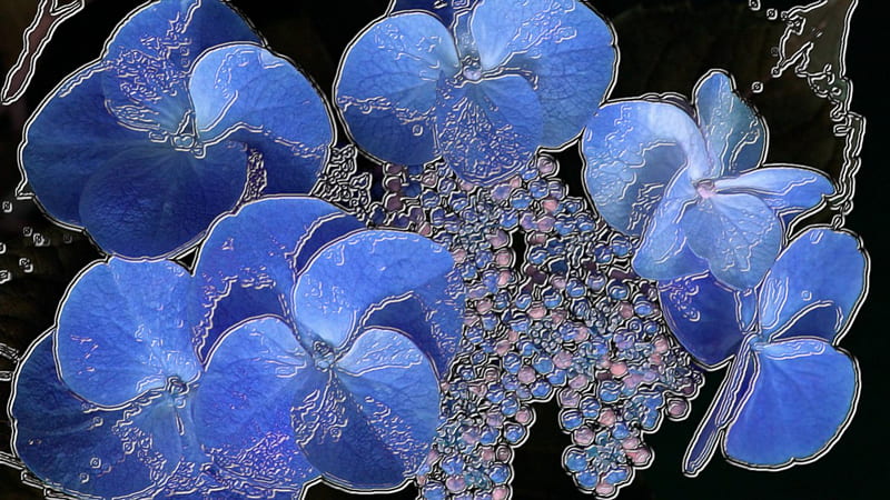 Blue Porcelaine Flowers, artistic, pretty, glow, stunning, cg, shine, bonito, sparkle, flowers, porcelain, blue, art, glitter, fantastic, soft, abstract, 3d, awesome, reflective, HD wallpaper
