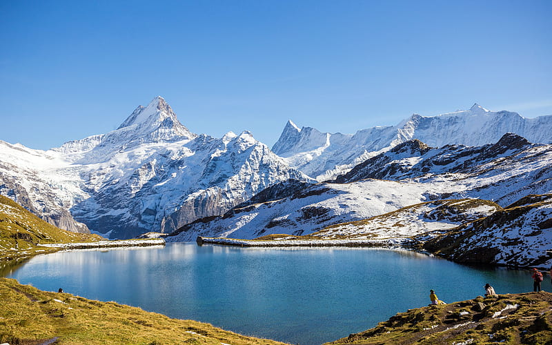 Snow mountain Lake Trip Grindelwald Switzerland, HD wallpaper