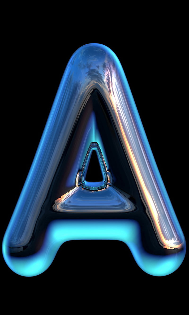 Chrome Letter A, abstract, letter a blue black, HD phone wallpaper