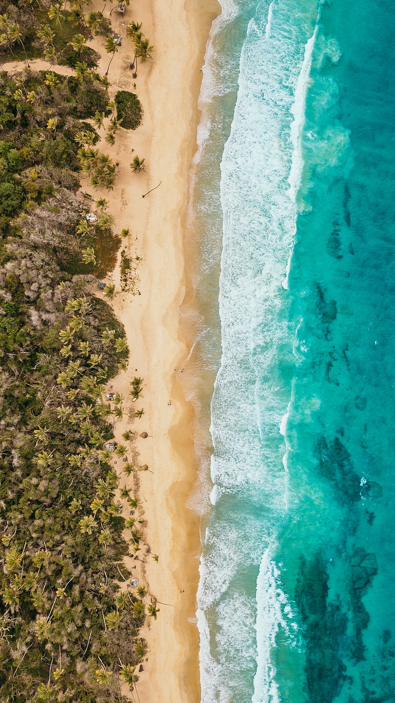 Aerial view of blue beach and island, HD phone wallpaper | Peakpx