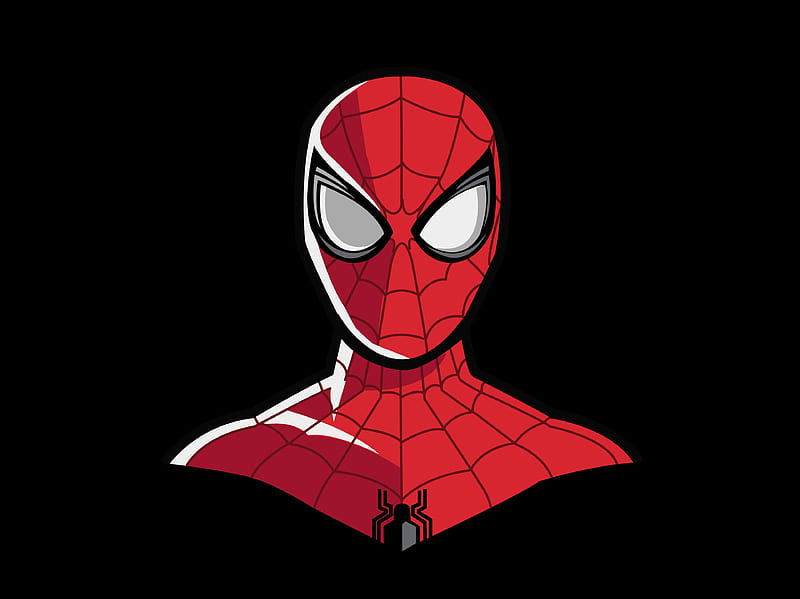 Spiderman Minimal, spiderman, superheroes, artist, artwork, digital-art, behance, minimalism, minimalist, dark, black, HD wallpaper