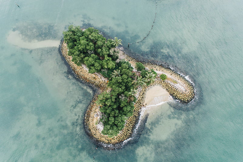 aerial graphy of islet, HD wallpaper