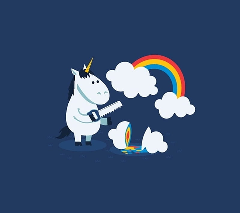 Unicorn2, clouds, rainbows, unicorn, HD wallpaper