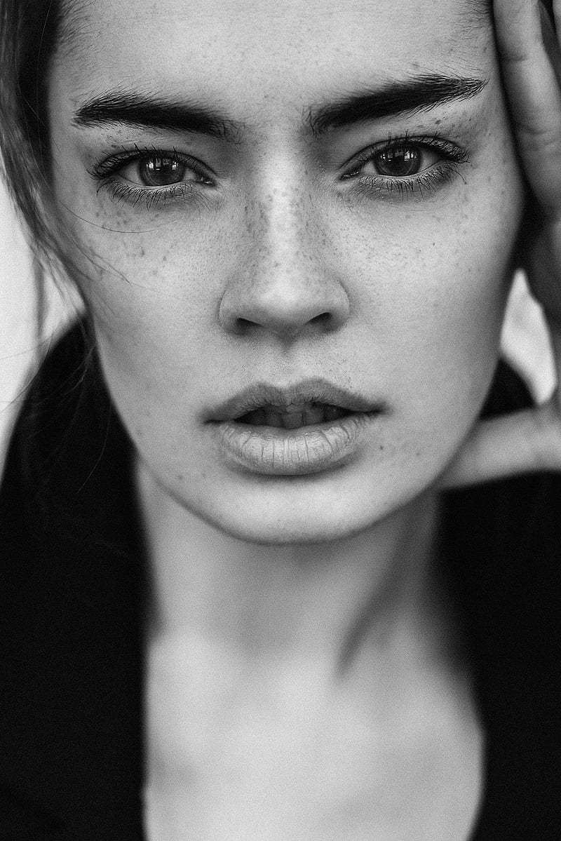 Lidia Savoderova, Russian Model, portrait, monochrome, depth of field, face, HD phone wallpaper