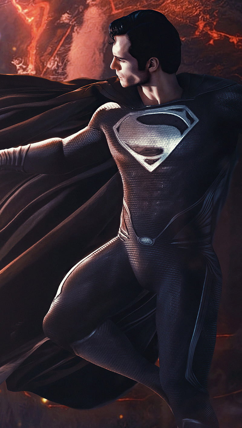 Superman black , iphone, justice league, zack snyder, HD phone wallpaper