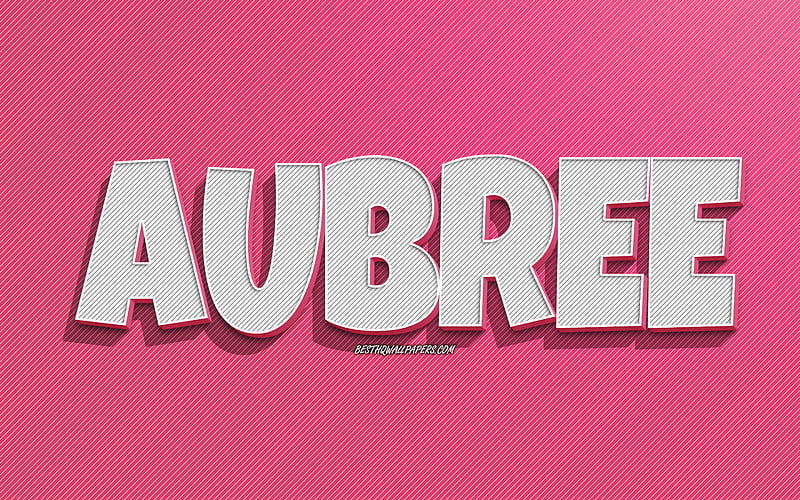 Aubree, pink lines background, with names, Aubree name, female names, Aubree greeting card, line art, with Aubree name, HD wallpaper