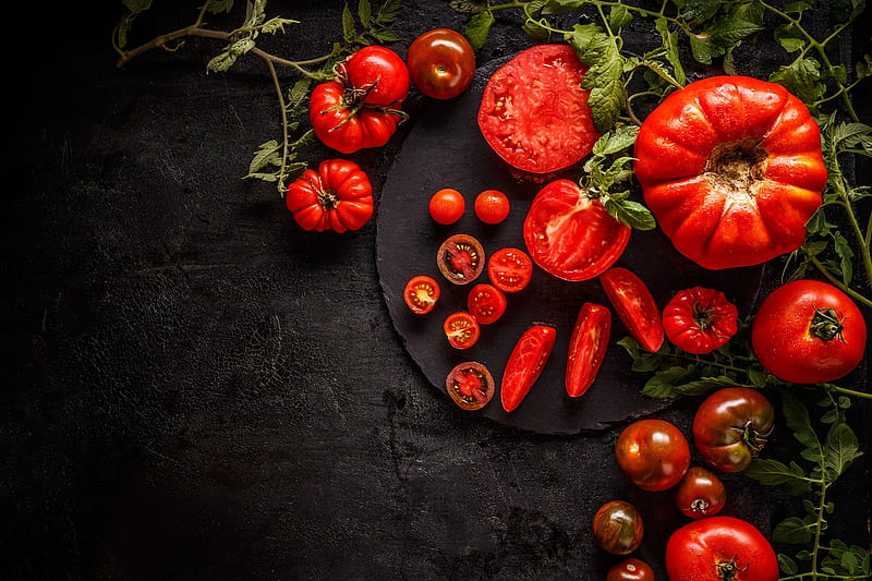 ❤️, Slice, Tomatoes, Ripe, Vegetables, HD wallpaper