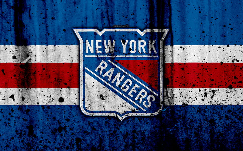 New York Rangers, grunge, NHL, hockey, art, Eastern Conference, USA, logo, NY Rangers, stone texture, Metropolitan Division, HD wallpaper
