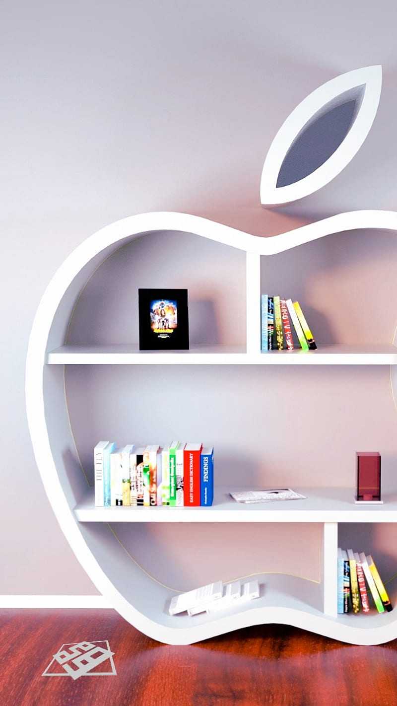 Apple Bookshelf , 3d, book, ea09studio, HD phone wallpaper