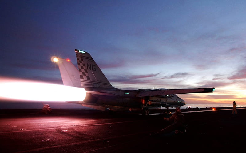 F-14 Tomcat , afterburner, Entropy, f-14 evening take off, tomcat, HD wallpaper