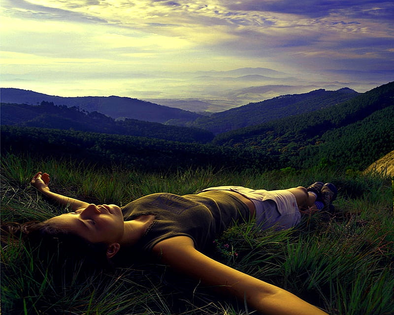 PEACEFUL LIFE, hills, fresh, peace, valley, mountain, girl, green,  sunshine, HD wallpaper | Peakpx