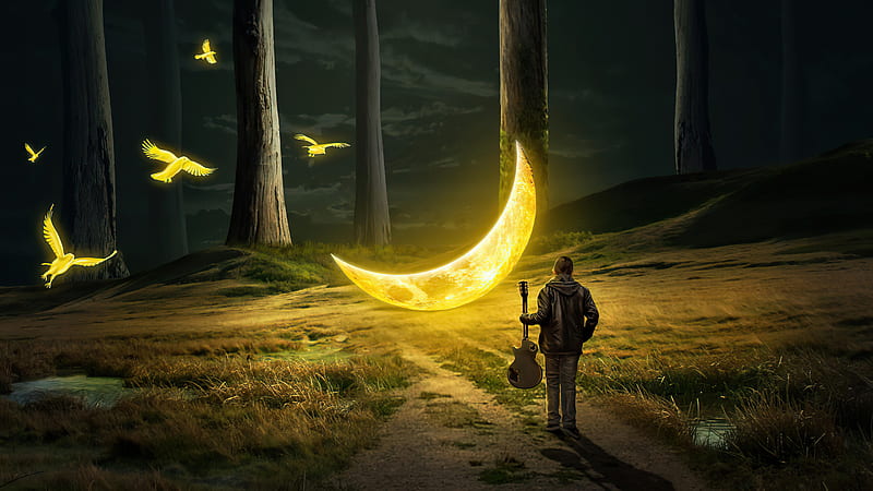 Moon Symphony , moon, dreamy, artist, artwork, digital-art, HD wallpaper