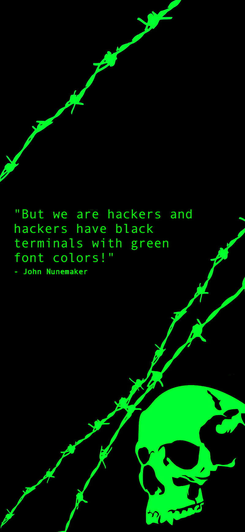 Black green skull, hackers, horror, monster, neon, HD phone wallpaper