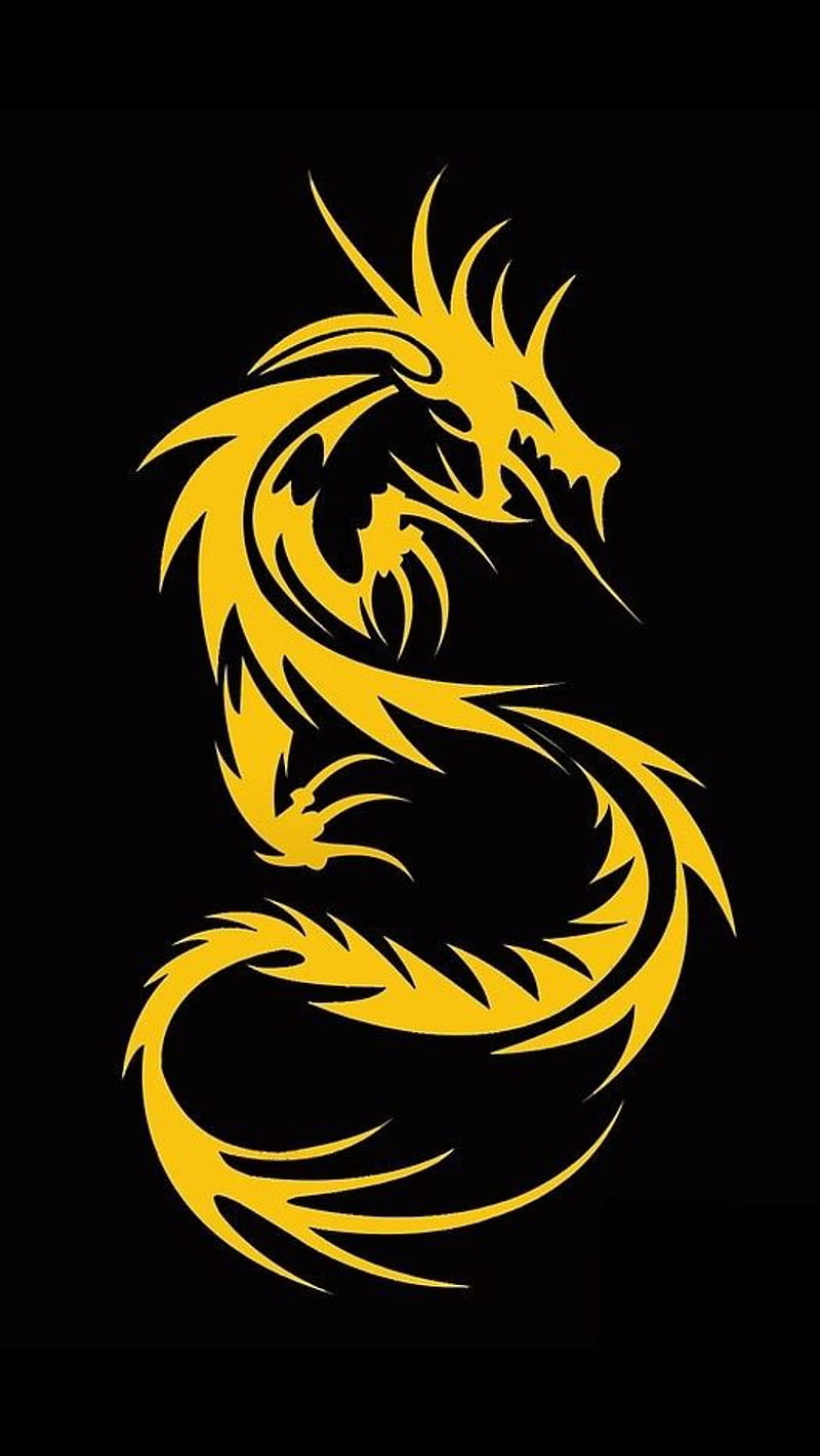 Yellow Dragon, logo, spiritual, symbol, HD phone wallpaper | Peakpx