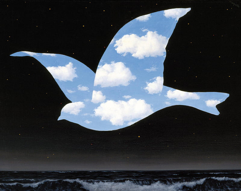 Rene Magritte The Kiss Art Bird Rene Magritte Painting The Kiss Dove Hd Wallpaper Peakpx