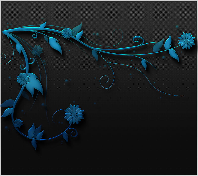 Abstract Flowers, art, black, blue, desenho, digital, vector, HD wallpaper