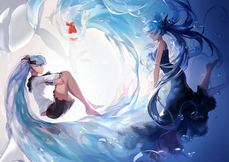 Hatsune Miku ~ Summer Fantasy Vocaloid Underwater Dress Hatsune Miku Ocean Hd Wallpaper